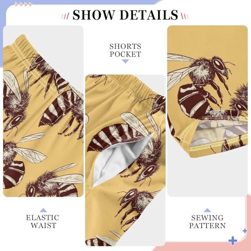 ZZXXB Bee Insect Print Boys Long Pants Soft Trousers Elastic Waist Kids Lounge Bottoms with Pockets S-XL4