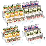 Yecuip Expandable Can Rack Organizer for Pantry, 3-Tier Adjustable Acrylic Can Storage Holder, Holds Up to 24 Cans, Canned Food Organizer for Cabinet, Countertop, Kitchen