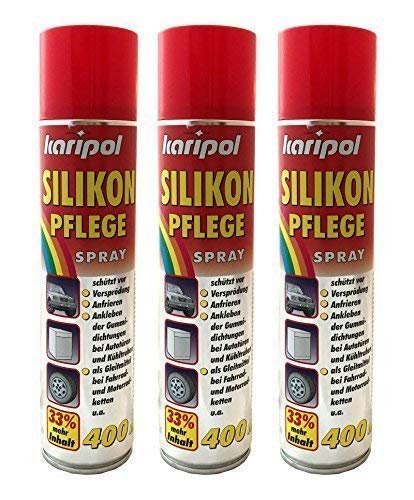 3 x 400ml karipol Silikonpflegespray, Silikonspray, Silikon Pflege Spray, Gummispray