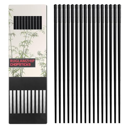 10 Paia Set Bacchette Sushi, 24,5 cm Bacchette Cinesi, Bacchette Giapponesi in Fibra di Vetro, Chopsticks Lavabili in Lavastoviglie, Bacchettes Nere Riutilizzabili, Motivo Fiori di Ciliegio