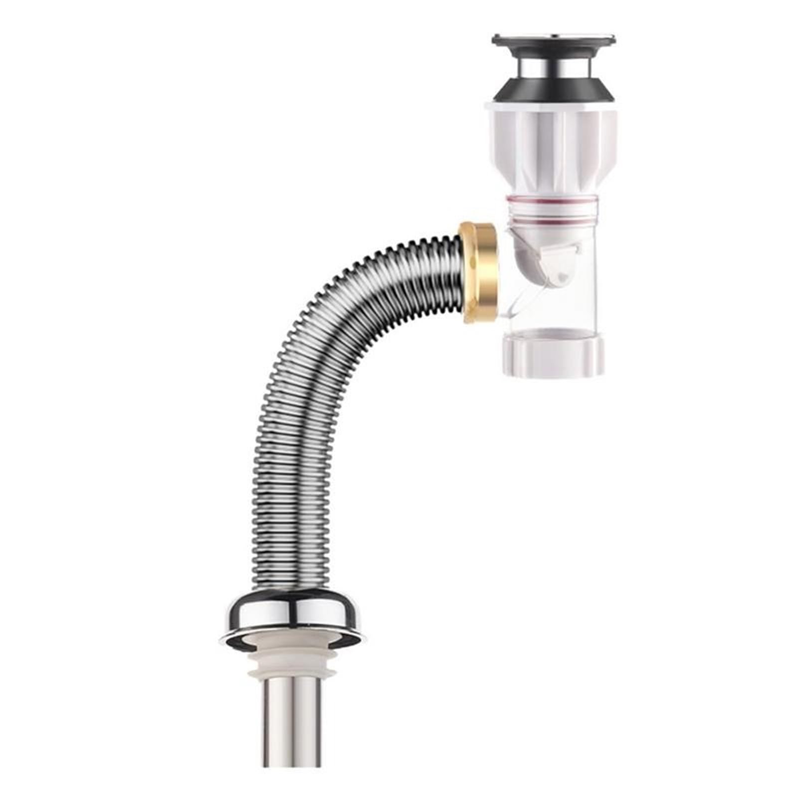 Cymmiyt One Color Basin Waste Universal Bathroom Sink Drain Tube Stainless Steel Horizontal And Vertical Drainage Pipes Washbasin Odor Proof Drainage Pipes(80Cm)