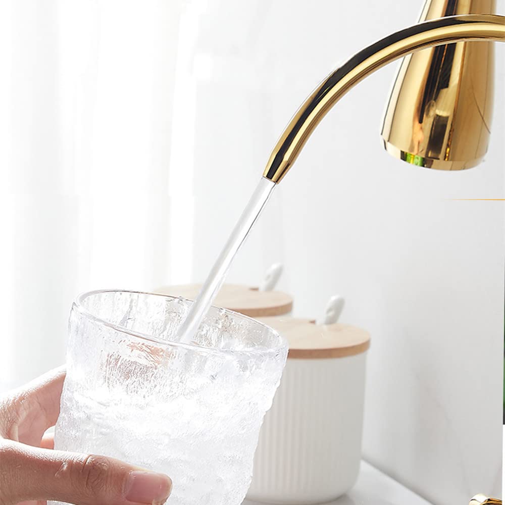 Agua fría y caliente Modo de grúa Grifo mezclador montado en cubierta Filtro de sensor táctil Grifo de cocina con agua pura Grifo mezclador extraíble Girar, cepillado, talla única