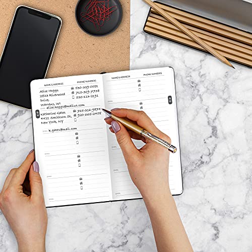 Skyline Address Book – Mini Telephone Contact Book With Password Log For Purse – Small Phone Number Book For Women & Men – Pocket Size, 3.5X6.2″, Hardcover (Black) #TOP6