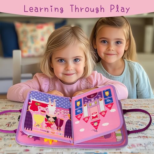 Image of WOODENFUN Busy Board Montessori Toys for Boy Girl Birthday Gifts, Busy Book Learning Sensory Easter Toys for Toddlers, Toddler Travel Autism Educational Activities Fine Motor Skills