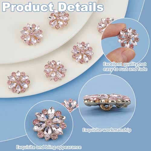 FINGERINSPIRE 10PCS Rose Rhinestone Shank Buttons - 20mm Diameter Flower Shape for Sewing DIY Clothes & Hat Decoration - Image 4