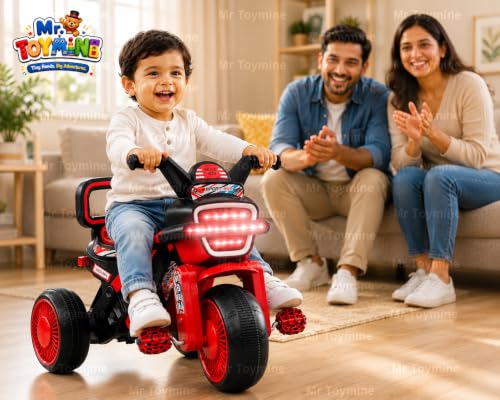 Image of NEXA Bike Pedal Tricycle for Kids Toddler Trike Headlight, Music, Curved Seat and Backrest Push Along Pedal Trike for 2 Years to 4 Years | RED | TOYMINE