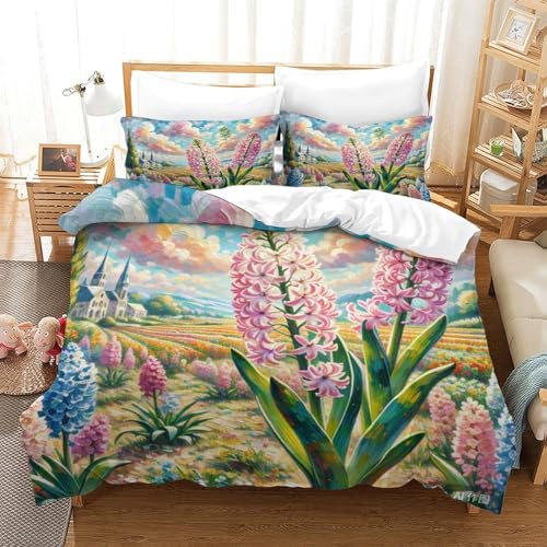 Linge de lit 3D Hyacinthe en microfibre douce premium double - 3