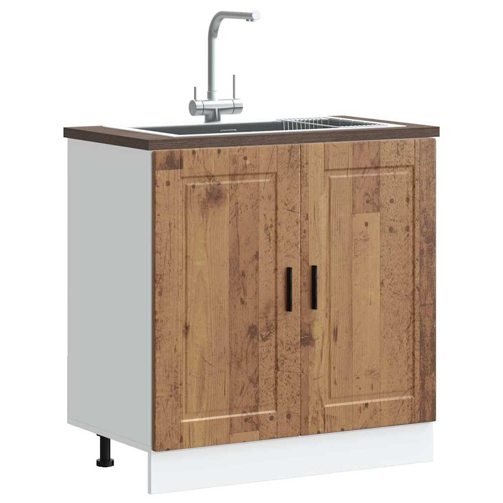 Armario De Madera De Ingeniería VidaXL 80x52x180 Cm Envejecido - Con 2 Puertas, 2 Cajones, Colgador Y 4 Compartimentos, Requiere Montaje