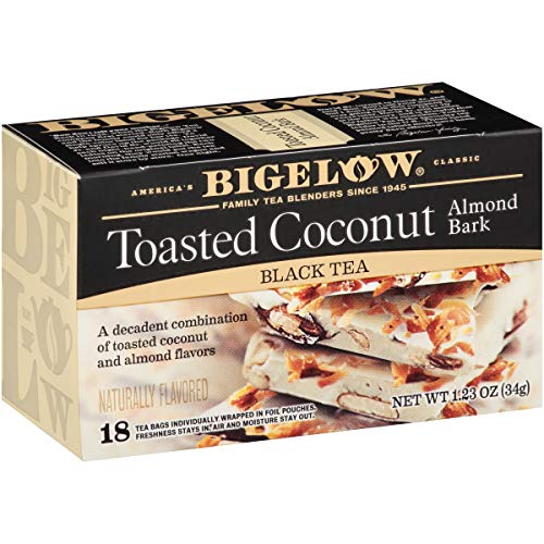 Bigelow Tea Toasted Coconut Almond Bark, Black Tea Bags, 18 Count Box (Pack of 6), Caffeinated Black Tea, 108 Tea Bags Total