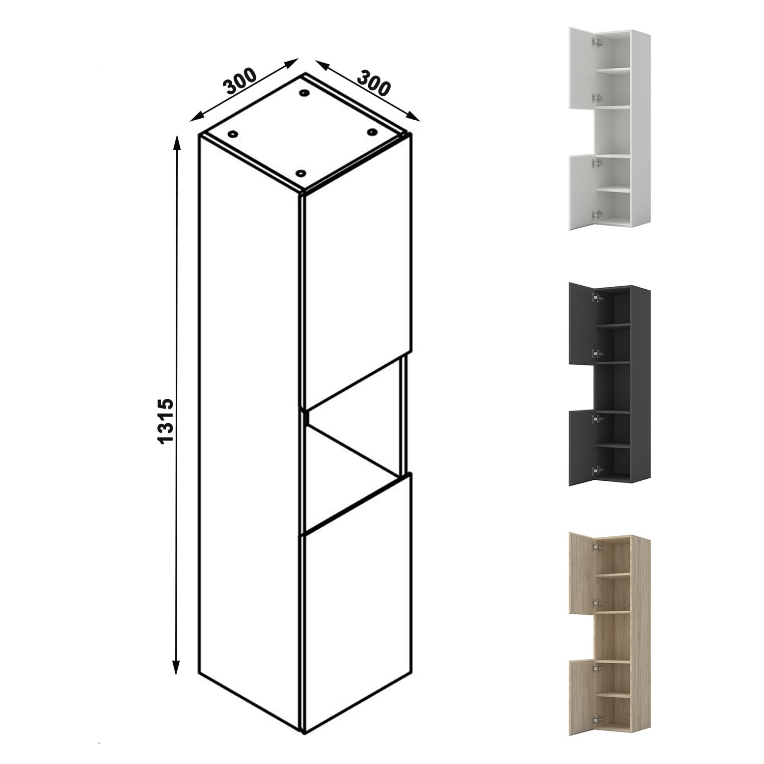 AICA Ensemble Meubles Salle de Bain 120cm avec Colonne et Miroir Lumineux 3 Couleurs et dimmable Chêne Wotan