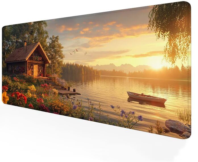 Tapis de souris gamer XXL grand sous-main paysage pour le travail et le bureau