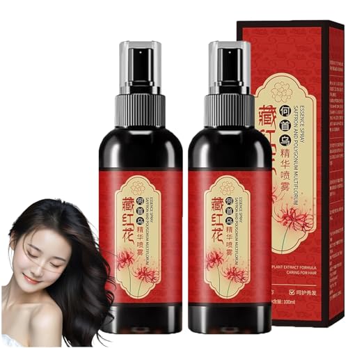 Spray de azafrán para ennegrecer el cabello, spray de azafrán, spray de azafrán, sequedad y frizz, para todo tipo de cabello (2pcs)