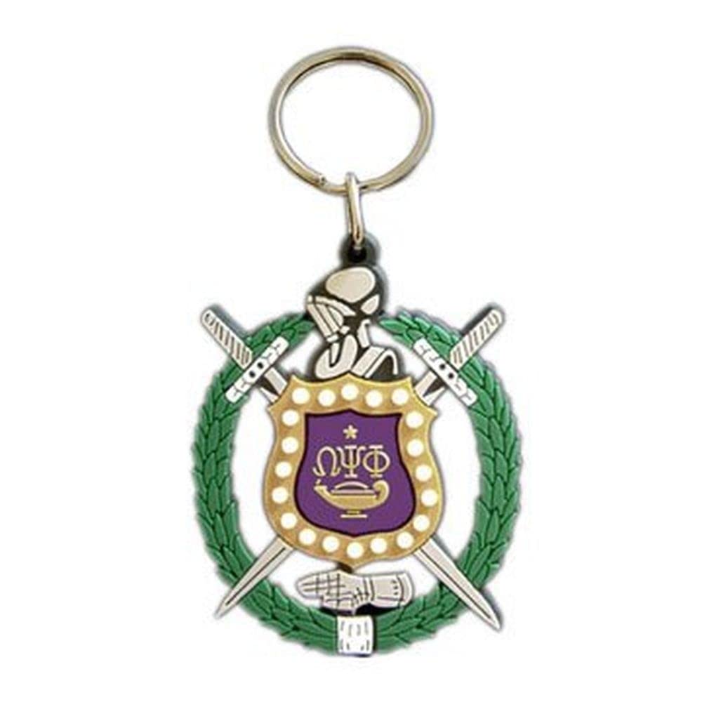 Express Design Group Omega Psi Phi Rubber Crest Key Chain Multicolor
