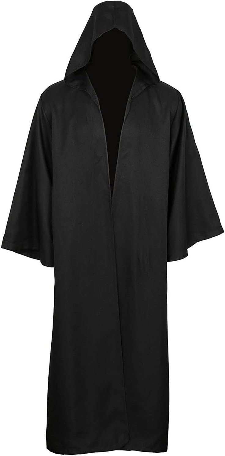 kinstell Uniform Hooded Robe Knight Suits Black Tunic Uniform Full Halloween Darth Hooded Robe Cloak Cosplay Costume
