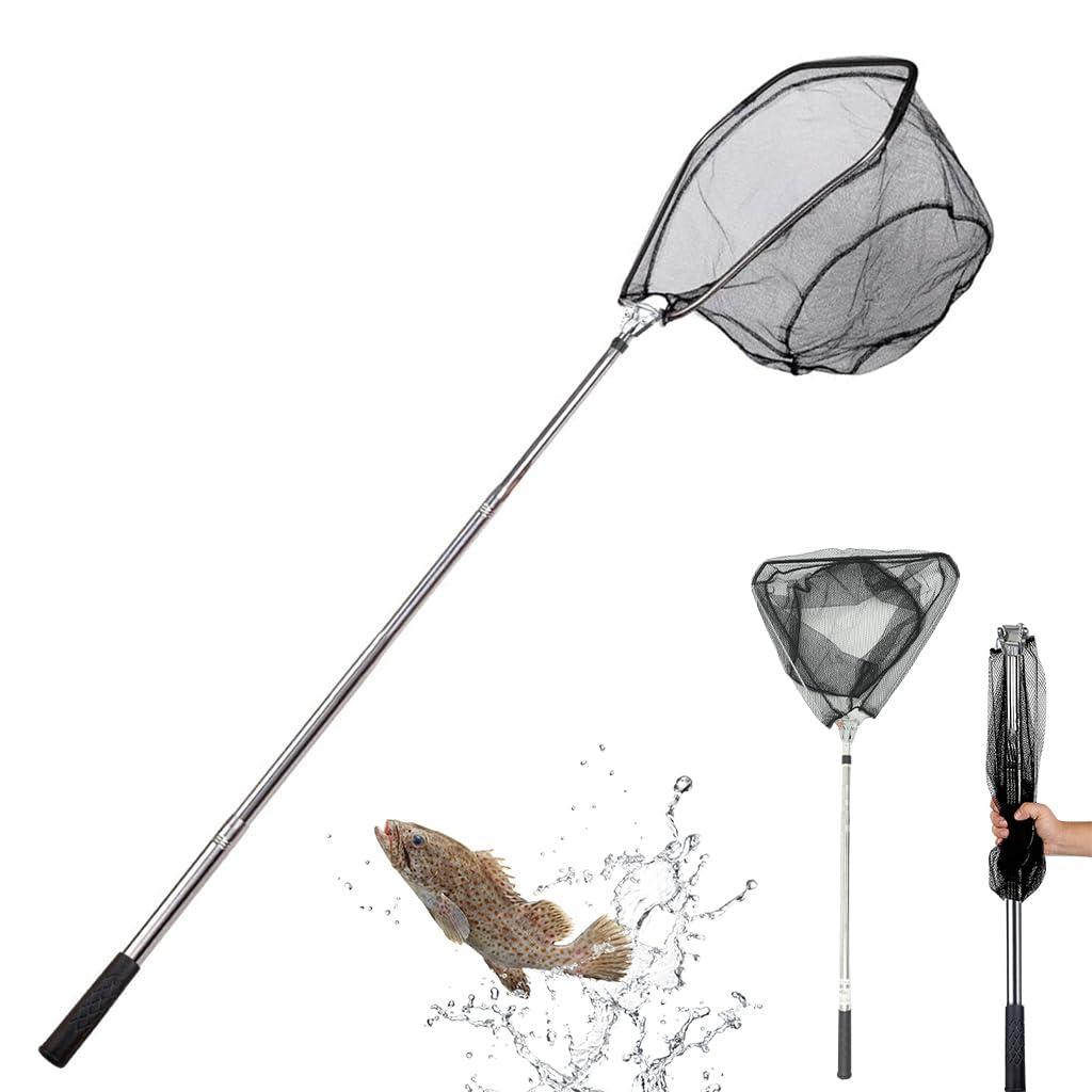Proberos® 70" Foldable Fishing Net with Aluminum Alloy Handle, Telescopic Portable Fishing Landing Net for Fish Under 2.5 kg, Carp Trout Pond Fishing Net-picture-20