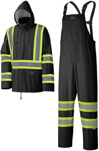 Pioneer Hi Vis Traje de Lluvia Ligero Impermeable de Seguridad - Equipo de Lluvia Reflectante para Trabajo para Hombres y Mujeres