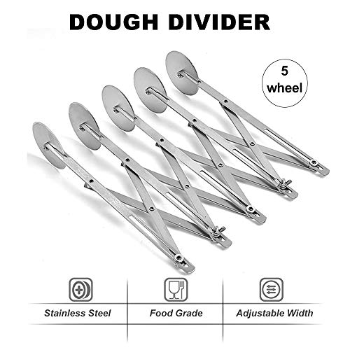 Faca de pizza de aço inoxidável Entweg, cortador de faca de pizza com 7 rodas de aço inoxidável e co