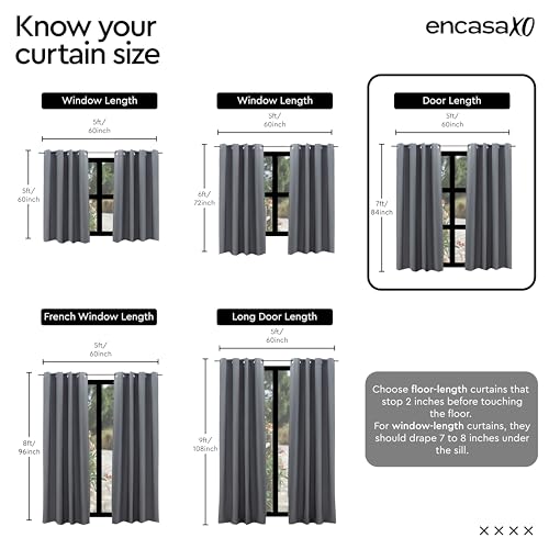 Image of Encasa XO Door Cotton Curtains, Light Filtering Drapes Azul Blue