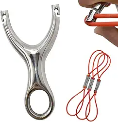 Piaoyu Slingshot de aço inoxidável tradicional recurvo profissional caça ao ar livre tiro simples com 3 tiras de borracha, estilingue para adultos