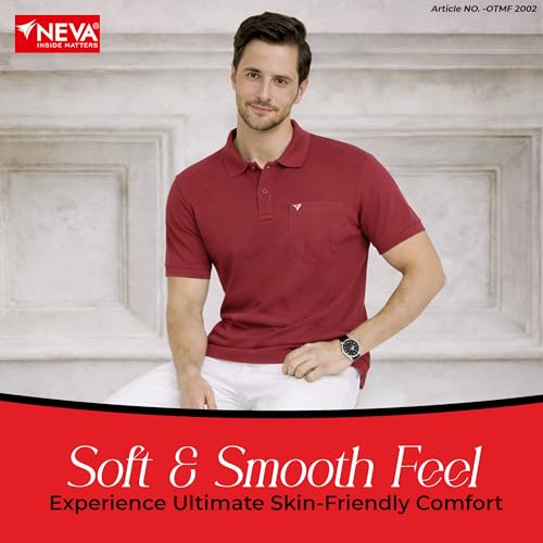 Image of NEVA Men's Regular Fit Half Sleeve Polo Neck T-Shirt with Chest Pocket
