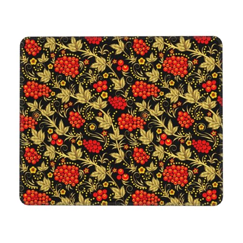 LfearTesa Alfombrilla de ratón Impermeable, Alfombrilla de ratón con Base de Goma, Alfombrilla de ratón Cuadrada,Arándano Tradicional Ruso