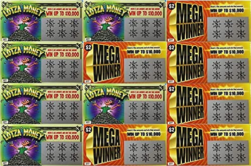 Fake Lottery (Lotto) Tickets Mega Winner & Lotza Money Assorted Party Bundle - 12 Pack