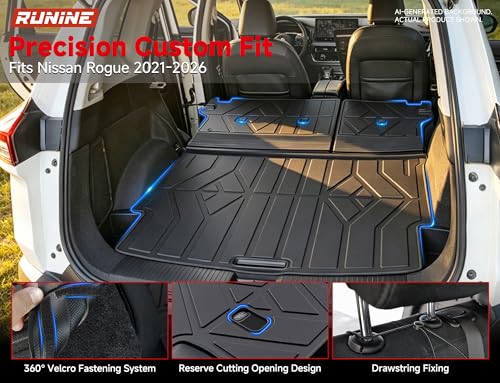 Image of Floor Mats for Nissan Rogue 2021-2024 2025 2026(Not for Sport),All Weather Protection Custom Floor Mats Trunk Cargo and Car Windshield Cover Set for Nissan Rogue Accessories,Car Floor Liners