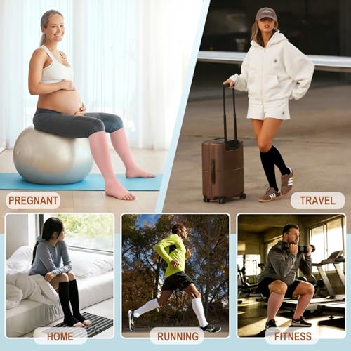 Image of CTHH Toeless Compression Socks for Women & Men Open Toe Knee High Stocking | 3 Pack 20-30 mmHg Graduated Compression Socks Best Support for Circulation Flying Running Daily Wear Cooling
