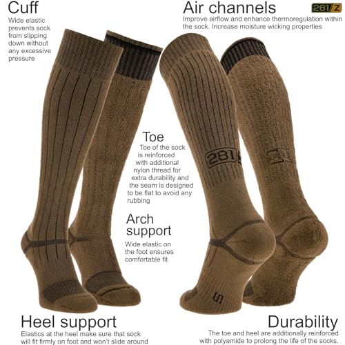 281Z Army Demi Season Breathable Knee High Cushioned Uniform Boot Socks - Tactical Trekking Hiking - Outdoor Fishing Hunting2