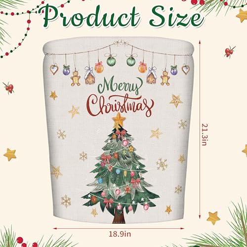 Image of Christmas Chair Covers Set of 6 Green Nutcracker Christmas Tree Chair Back Covers Holiday Dining Chair Slipcovers Protector Kitchen Dining Room Decor Festival Party Decoration