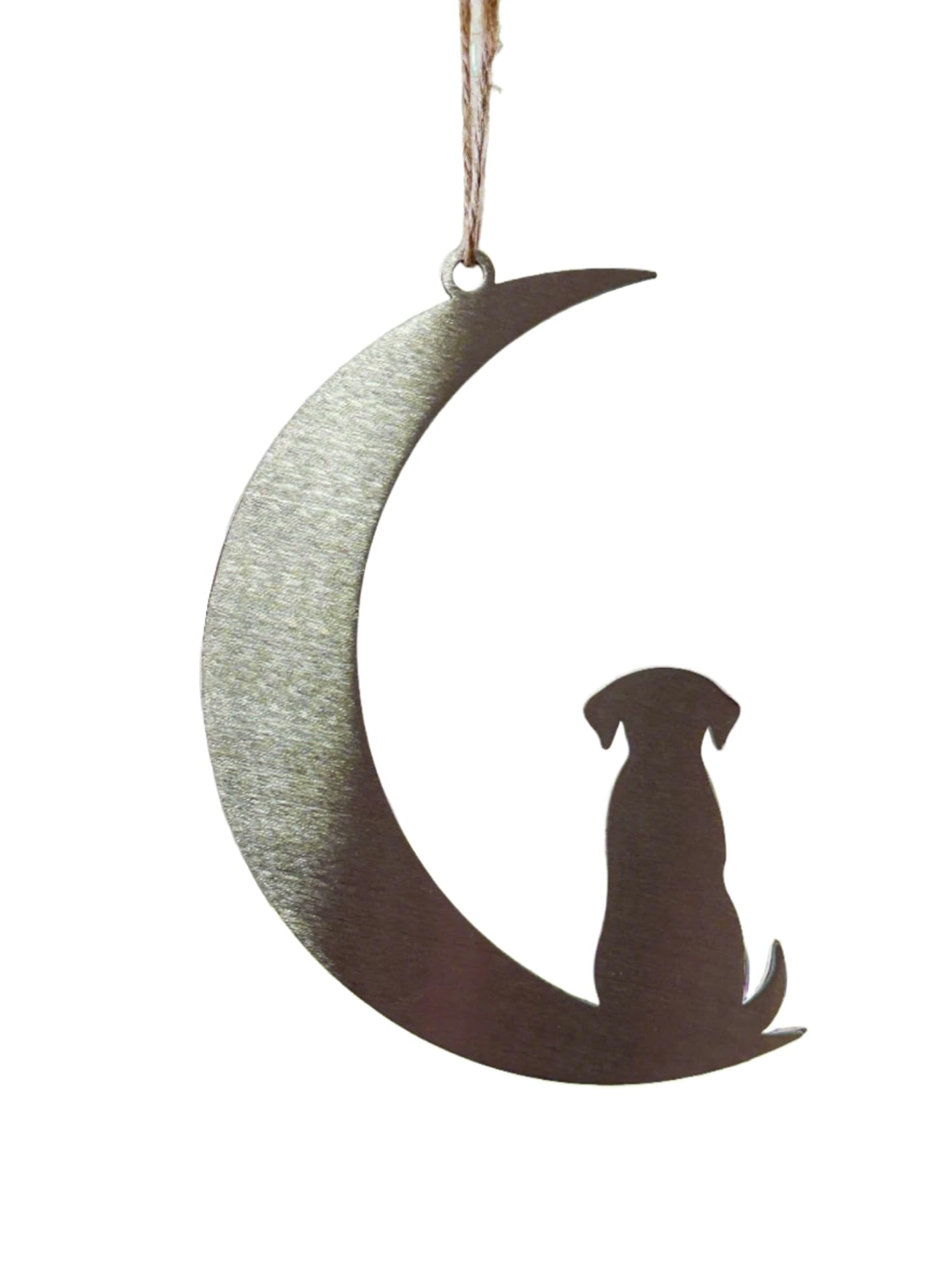 Dog Steel Moon Silhouette Hanging Ornament – Pet Memorial Gift for Dog Lovers Rustic Garden Keepsake Sympathy Decoration