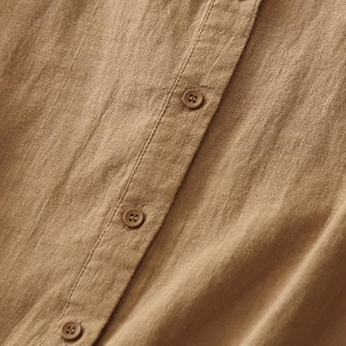Short Sleeve Button Down ` Linen Shirts for Women Retro Spring 2025 Trendy Casual Collared Muslin Summer Tops Vcation4