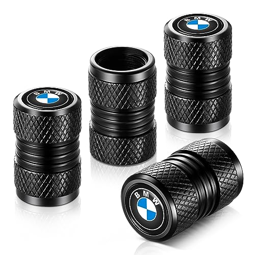 YHEESHIGN Tire Valve Stem Caps Compatible with BMW Series Stem Cap Universal Car Air Cover Car Accessories for Cars SUV Truck Motorcycles 4pcs Black