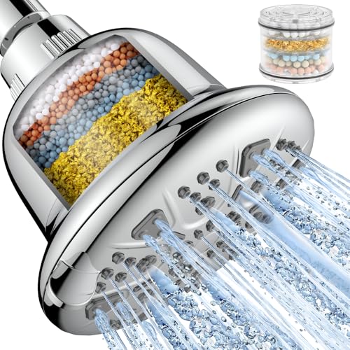 Comparison: Best Water Filter For Hard Well Water 7 MakeFit Filtered Shower Head - High Pressure Shower Head with Filter for Hard Water Softener - 7 Settings Bathroom Rain Showerhead to Remove Chlorine and Heavy Metals (Chrome)
