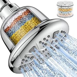 Filtered Shower Head – High Pressure Shower Head with Filter for Hard Water Softener – 7 Settings Bathroom Rain Showerhead to Remove Chlorine and Heavy Metals (Chrome)