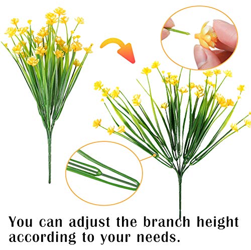 image for Whonline 8 Bundles Artificial Plastic Shrubs Flowers Outdoor UV Resist