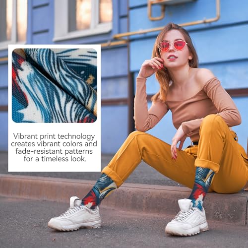 Image of Novelty Crew Socks for Unisex Wild Side with These Eye-Popping Prints 3 Pairs One Size