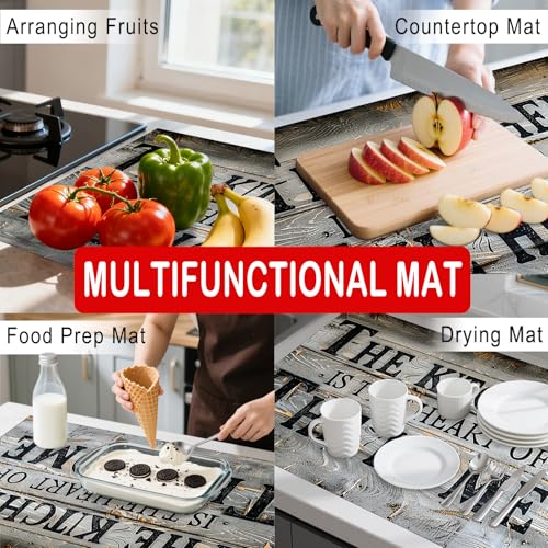 Image of Nuxovilar Stove Top Cover for Electric Stove,20x28 Inch Polyester Glass Cooktop Protector with The Kitchen is THE HEART OF THE HOME Text Design, for Kitchen Decor & Daily Use