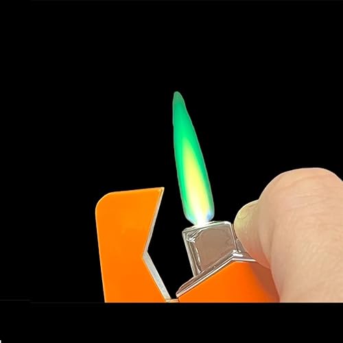Miniatura 3 de NIVEK Encendedor de llama verde de antorcha fresco, a la moda, a prueba de viento, botón cromado, recargable, ajustable, compacto, tamaño de