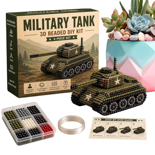Kit de bordado de cuentas de combate para armar un tanque en el hogar 6