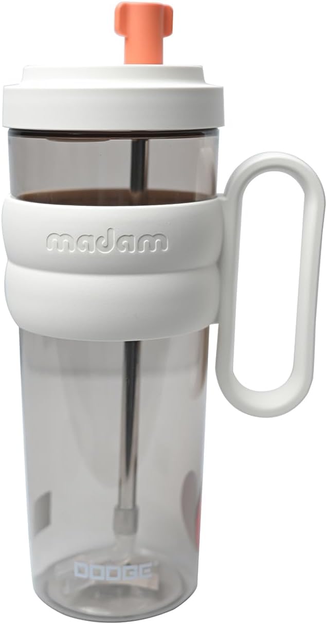KYLO Premium Water Tumbler|Diffuser To Make Detox Water|Comes With Straw Cap & Holder|Contrasting Color Handle|Fits Well in Car Pockets|Great To Carry In College/Gym/Office/Travel - 800 ML, White