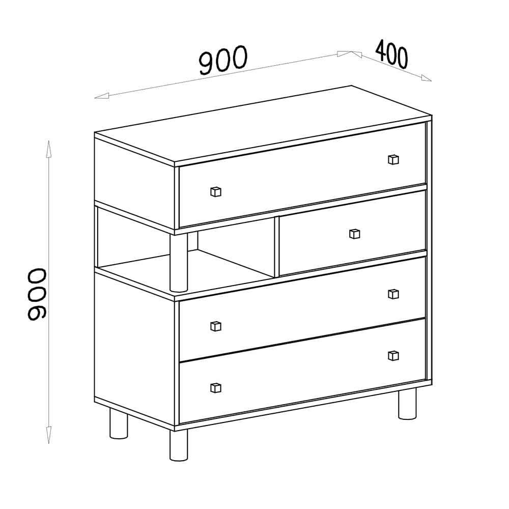 Lomadox Jugendzimmer Set 2-teilig mit 1 Kleiderschrank, 1 Kommode in weiß mit Eiche und grau