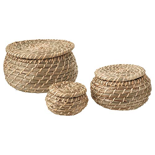 Ikea Seagrass Box with lid, Set of 3, sea Grass