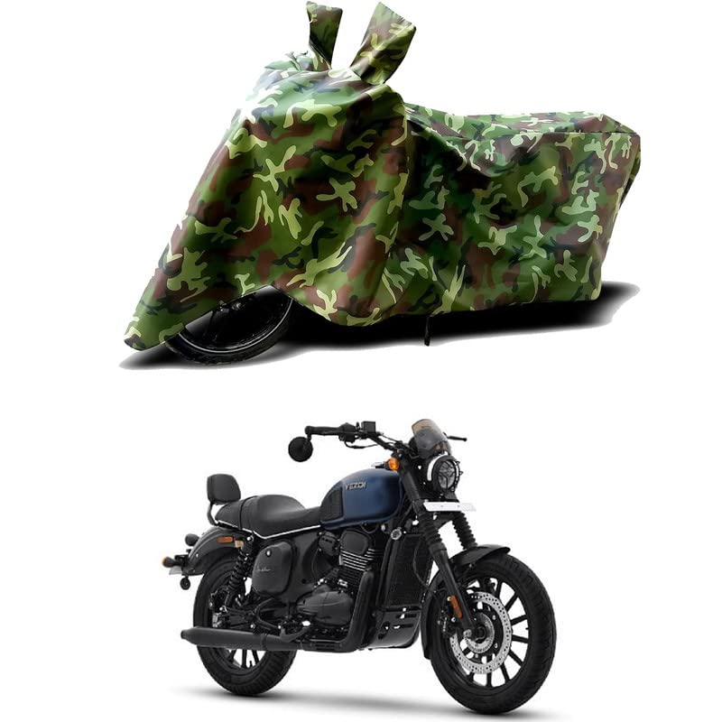 Image of 100% Water Resistant Bike Scooty Two Wheeler Body Cover Compatible for Yezdi Roadster Steel /UV-Rays /Heat Protection /Birds Dropping /Scratchproof /Dust Proof /Waterproof /All Varient[Green MJ]