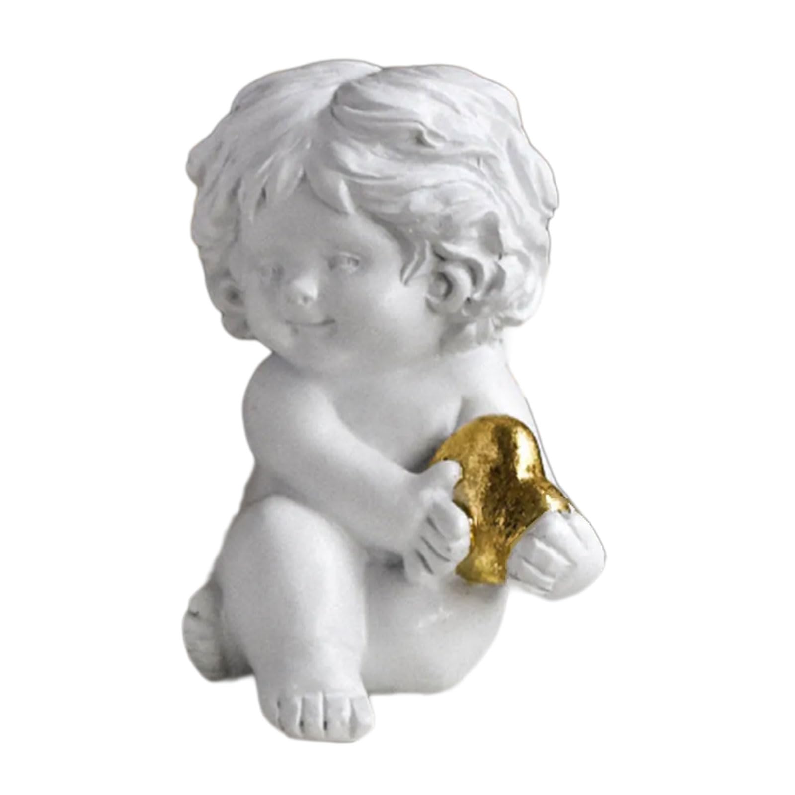 Tsophreniq Angelic Holding Heart Figurine Elegant Cherub Resins Statue Sculpture Ornament Couples on Valentines Day Birthday Gift Angelic Statue