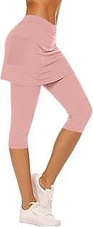 Mallas 3/4 para mujer con falda de yoga, cintura alta, suaves, capri, no transparentes, elásticas, informales, para uso diario, yoga, correr, antirozaduras