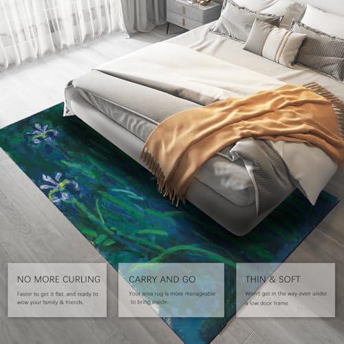 Tapis antidérapant Claude Monet Iris lavable en machine poils courts doux