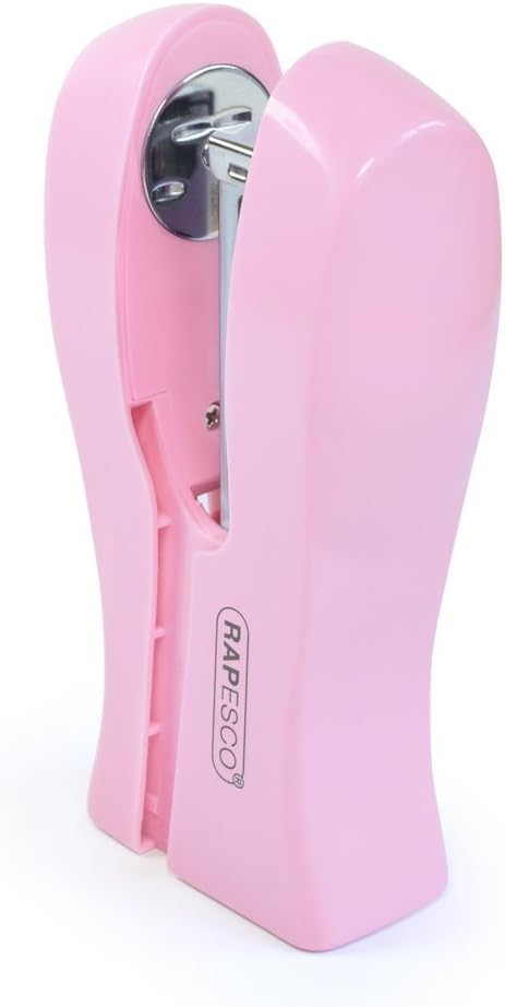 Rapesco 1378 Grapadora Vertical / Salva Espacio, Capacidad de 20 Hojas, Rosa