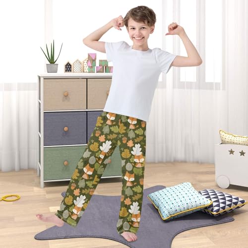 Fox Pinecone Fall Leaves Pajama Lounge Pants Elastic Waist Sleep PJ Bottoms with Pockets4