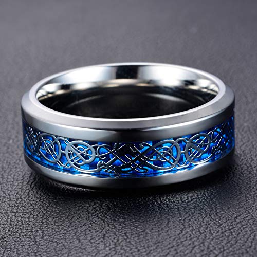 Image of HIJONES Unisex Carbide Fiber Celtic Dragon Spinner Ring Stainless Steel Wedding Spins Band